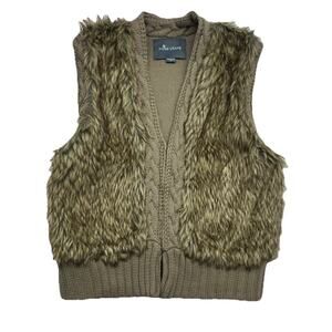 Paper Crane Vest Faux Fur Womens Size Medium Sweater Tan Brown